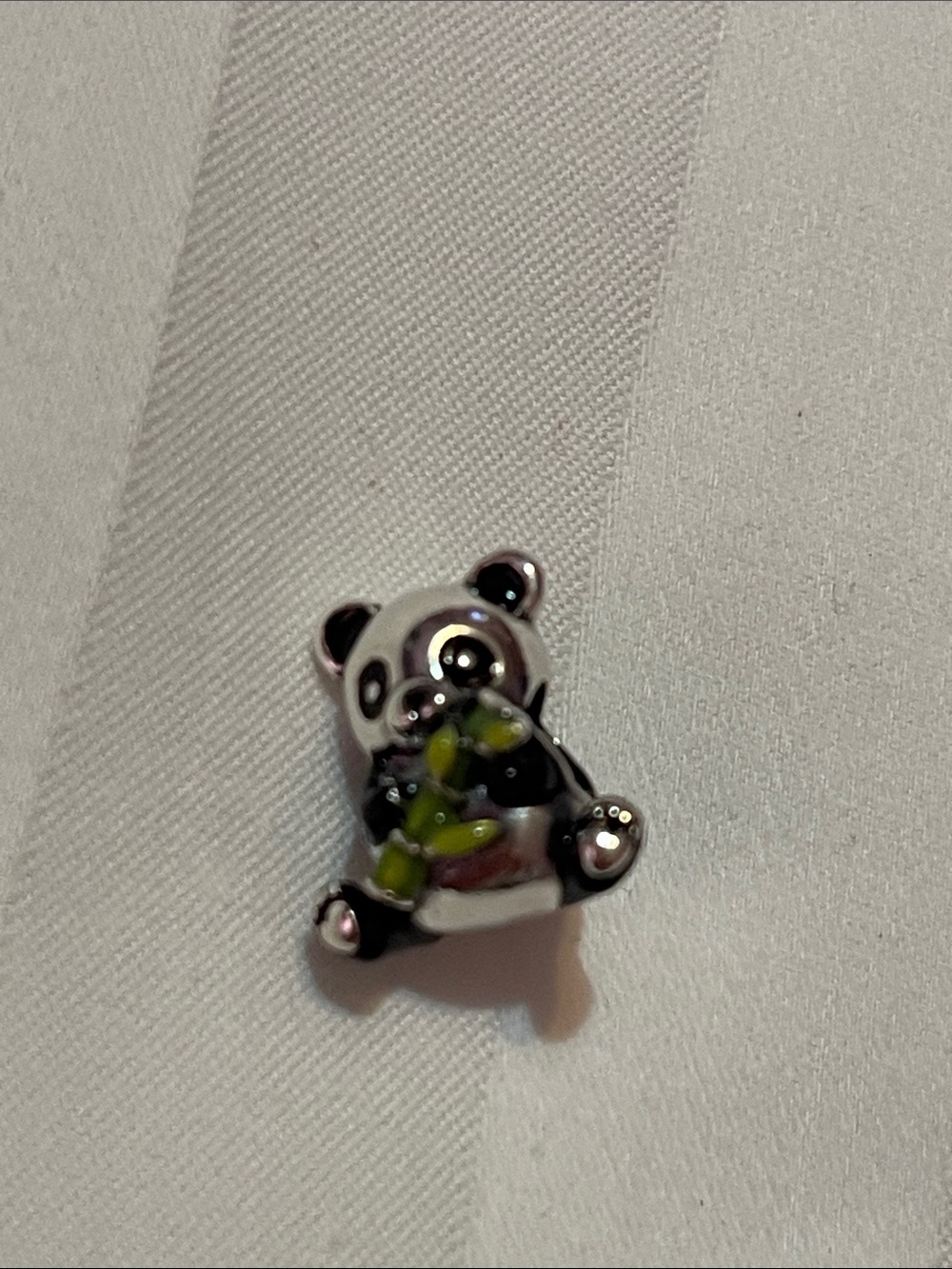 Sterling Silver Panda Charm Holding Green Bamboo - Picture 15 of 15